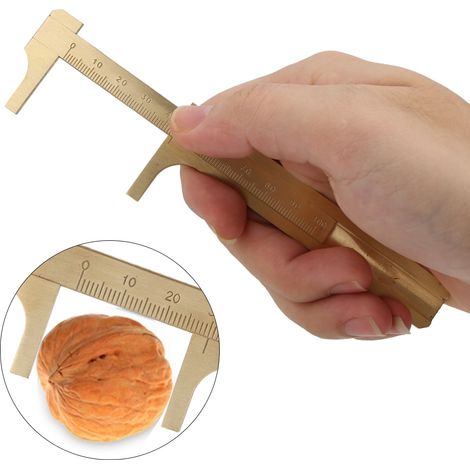 Pied à coulisse en laiton, outil de mesure de bracelet en bois de noyer, pied à coulisse pour tester les bijoux, 10 cm. (1/5)