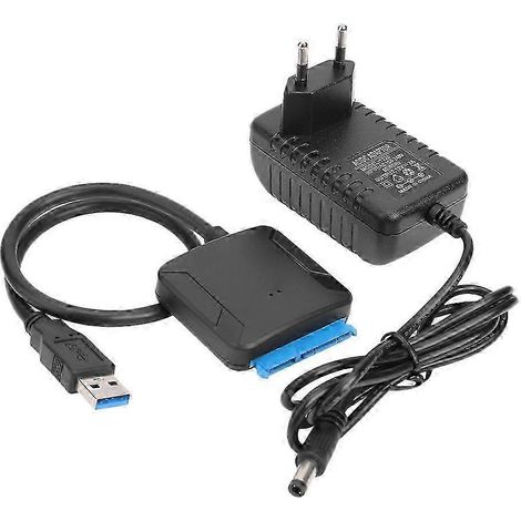 Câble de données USB vers SATA, câble adaptateur USB 3.0 Easy Drive 2,5/3,5 pouces pour disque dur SATA (prise UE) (1/4)