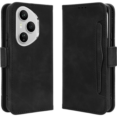 Custodia a libro per Honor 400 Pro 5G, con scomparto per carte, nera (1/5)