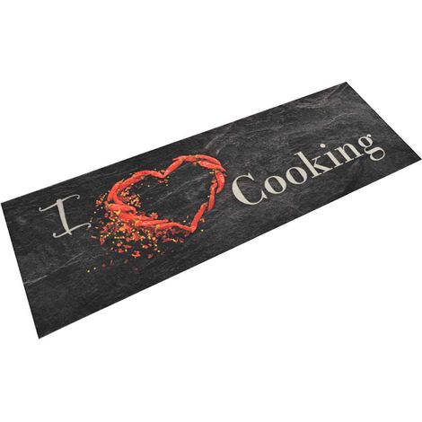 vidaXL Tapis de cuisine lavable impression cuisine noir 60x180 cm (1/5)