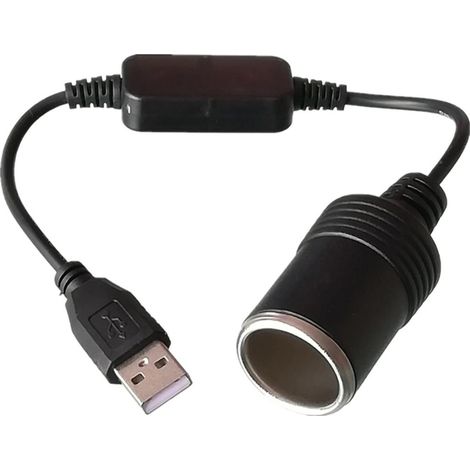 Cable adaptador de enchufe USB-A a encendedor de cigarrillos de coche de 12 V (máximo 8 W), adecuado para actividades al aire libre, acampada y viajes. (1/4)