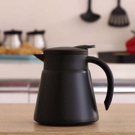 Isolierte Edelstahl Kaffeekanne 680 ml Doppelwandige, vakuumisolierte Thermoskanne zur Aufbewahrung von heißen und kalten Getränken, multifunktio (1/5)