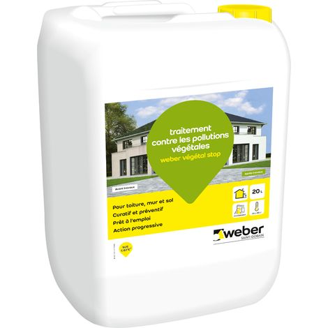 Weber Saint-Gobain Nettoyant Façades contres les pollutions végétales 20L, Végétal stop , traitement curatif et préventif, prêt à l'emploi (1/5)