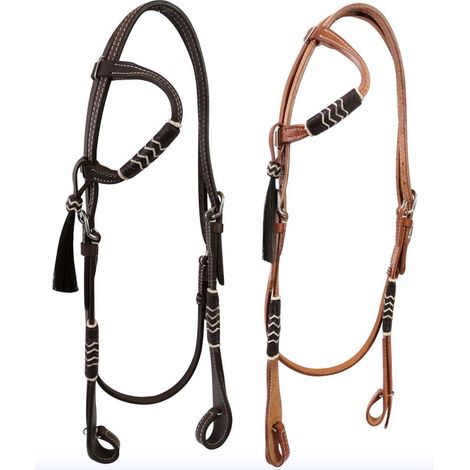 LONDON DARK - Briglia western Kawita in cuoio con mono orecchio e chiusura rapida per morso e filetto