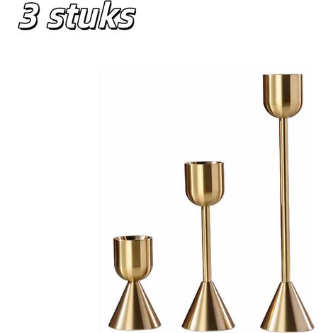 Lot de 3 bougeoirs coniques en métal, style vintage européen, objets décoratifs, parfaits pour les tables à manger, les cheminées, les mariages, les pendaisons de crémaillère et autres occasions. Coul (1/5)