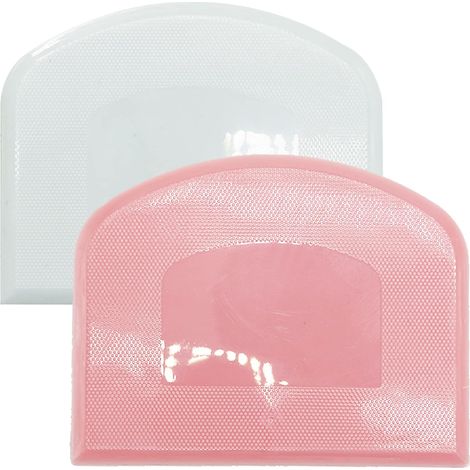 Ensemble de 2 racloirs et coupe-pâtes en plastique, blanc et rose, pour pain, pizza, gâteaux et pâtisseries.-AquaForge (1/5)