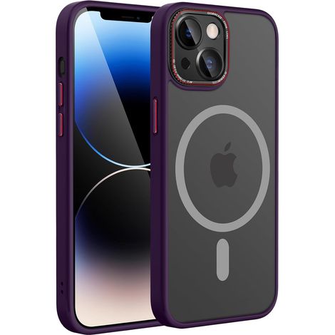CUSTODIA PER APPLE IPHONE 14 6.1" IN SILICONE CON RETRO TRASPARENTE E CORNICE VIOLA (1/5)