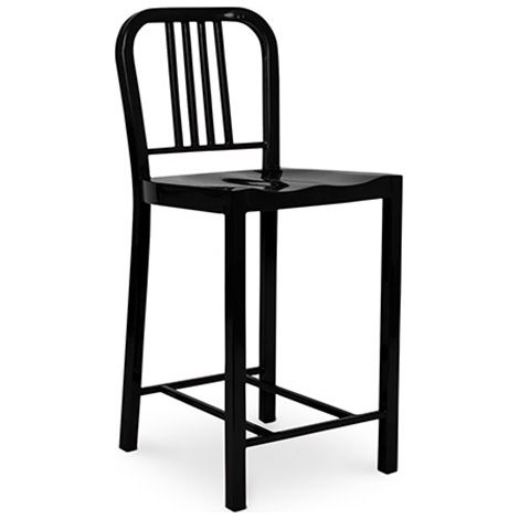 Sgabello da bar di design con schienale - 60cm - Jadon Nero