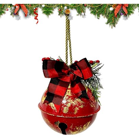 Cloches de Noël géantes Décoration de Noël vintage avec nœud, cloches de jardin en métal pour porche, vacances, jardin, cheminée, cour, fête (1/5)