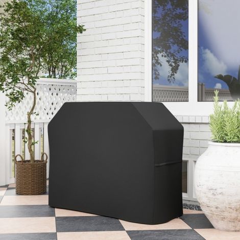 Funda protectora para barbacoa rectangular 147x61x120 cm 420D Oxford impermeable anti-UV negra (1/5)