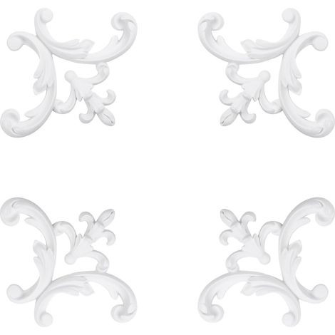 Corner Molding Ornament for Walls, French Style Decorative Accent with Floral Pattern, Butterfly Style, 4 Pieces