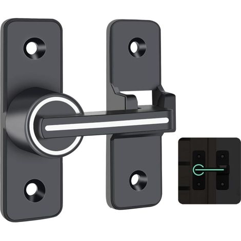 Cerradura interior deslizante iluminada, pestillo de gancho de 180° para puertas basculantes, cerradura de bucle antirrobo, para puertas y ventanas (180 grados) -Crezuo
