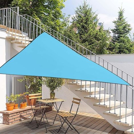 Triangular shade sail, sky blue awning, UV blocking awning, suitable for patio, garden, yard, terrace, gazebo, backyard, lawn, outdoor activities (3x3x3m, blue) (1/4)