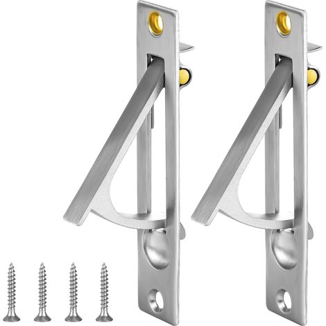 2pcs Poignées de Porte Escamotables en Acier Inoxydable 304 Avec Vis Quincaillerie de Porte pour Salle de Bain Placard Couloir Buanderie (Argent) (1/5)