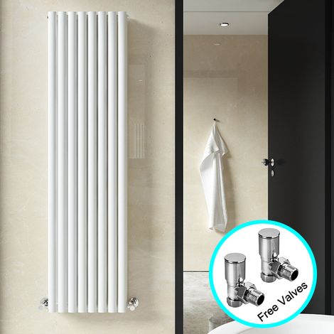 ELEGANT Vertical Designer Radiator Oval Column Radiator 1800x480mm White Double Central Heating + Free Valves (1/5)
