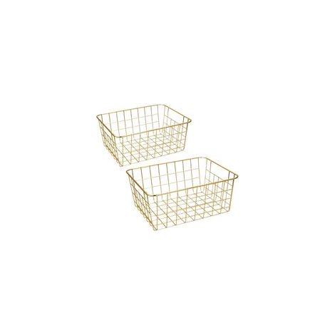 Drahtkörbe, 2er-Set, goldfarben, zum Organisieren, Aufbewahren und Dekorieren der Küche (goldbronzefarben). - Crezuo