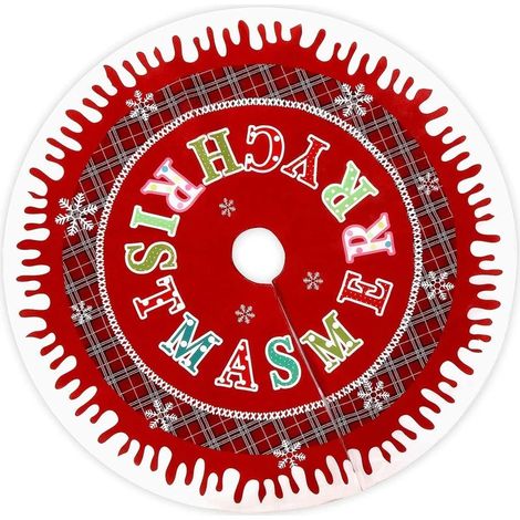 Tapis de sapin de Noël, 122 cm / 48 pouces, housse de sapin avec base à carreaux, housse de sapin ronde (1/5)