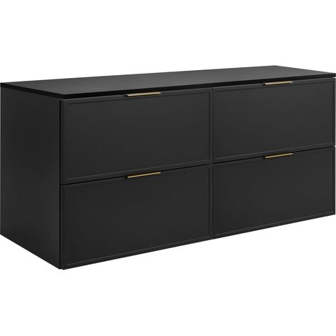 Mobiletto da bagno, Grigio Scuro, maniglia dorata, 120 (2 x 60) x 46 x 57 cm (1/5)