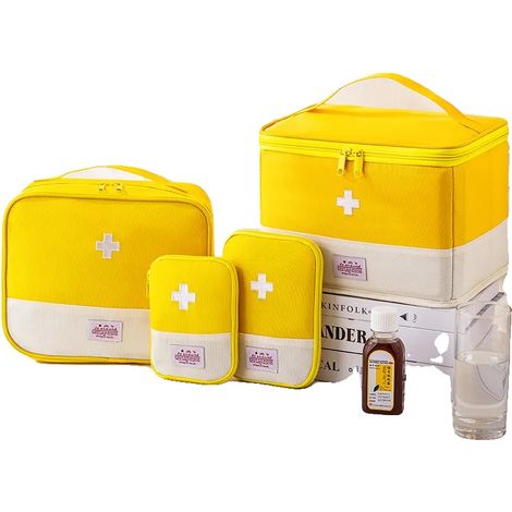 Set di 4 borse mediche portatili in resistente tessuto Oxford, design compatto - Giallo (1/2)