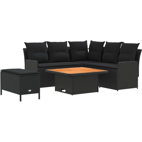 Furniture Sets with Pillow 5 pcs Black PE Rattan vidaXL (1/5)