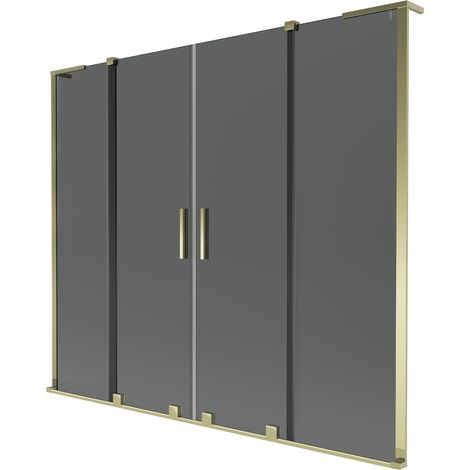 Mexen Velar L Duo Badewannenfaltschirm, 2-flügelig, verschiebbar, 170 x 150 cm, graphit, gold - 896-170-003-42-50 (1/2)