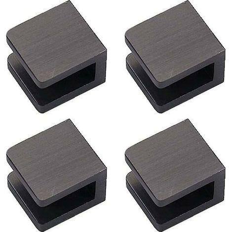 4 Pack Glass Clips, No Drilling Holes On Glass Glass Holder Shelf Bracket Clip Support (for 8mm-10mm Glass, Black) (1/4)