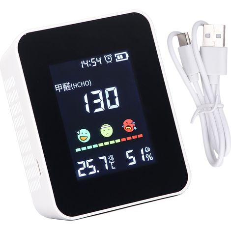 5-in-1-Raumluftqualitätsmonitor mit intelligenter KI-gestützter Alarmfunktion, tragbarem, empfindlichem Luftqualitätsmessgerät für Zuhause (5 V) (1/5)