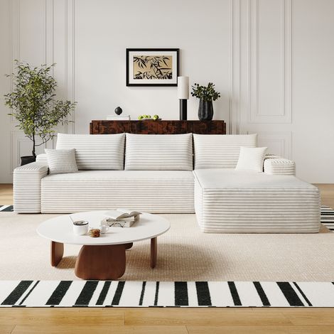 Sofá esquinero modular sin estructura de 270 cm con chaise longue en forma de L, sofá modular moderno con asiento profundo, no requiere montaje, sofás de compresión para sala de estar, dormitorio, apa (1/5)