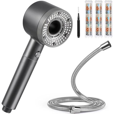 Pommeau de Duche Haute Pression, Pommeau de Duche Economie Deau avec Tuyau Douche 1.5M, Anti Calcaire Douchette avec Filtre avec 5 Modes de Jet (1/5)
