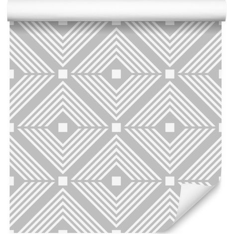 Carta da parati con motivo geometrico in diverse tonalità di grigio per soggiorno e camera da letto, 50x1000 (1/5)