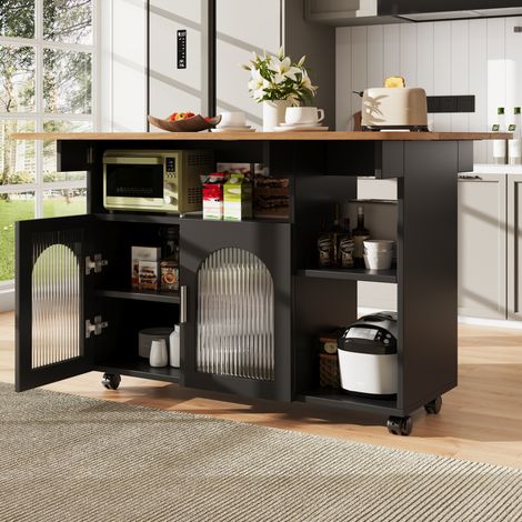 table repas meuble rangement mobile 120 cm noir naturel OKMYHOME (1/5)