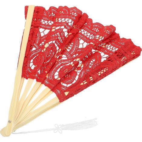 pliable vintage en bambou orné de dentelle fine Éventail