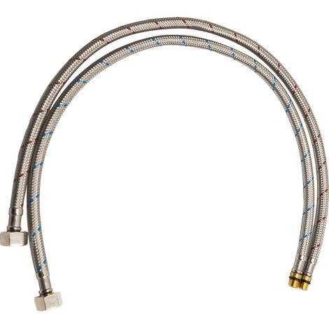 Lot de 2 tuyaux de raccordement pour robinet G3/8 x M10, tuyau blindé 3/8", tuyau flexible 3/8, rallonge de robinet, rallonge de tuyau pour robinet mitigeur (1/5)