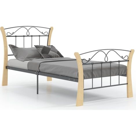 Maison Exclusive - Bettgestell Schwarz Metall 90x200 cm (1/5)