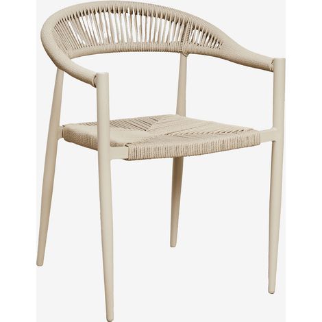SKLUM Packung mit 4 stapelbaren Gartenstühlen mit Armlehnen aus Aluminium und synthetischem Rattan Amatria Beige Tapioca