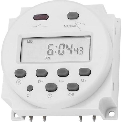 Commutateur de minuterie 12VDC 16A Commutateur de relais de temps LCD électronique numérique LCD programmable Micro-ordinateur numérique Mini-commutateur de minuterie d'alimentation de contrôle CN101 (1/4)
