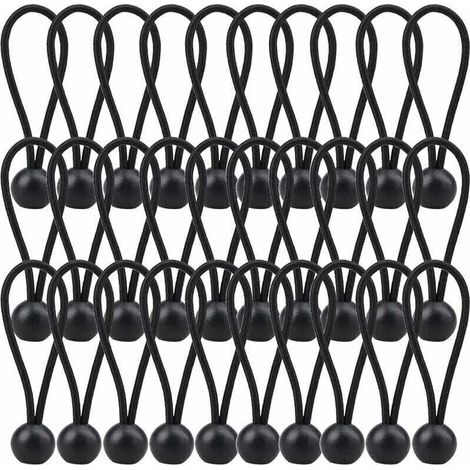 Tendeur Élastique 140mm Corde Élastique pour Bâche Pavillon Camping Tente Rideaux 30 Pièces Noir