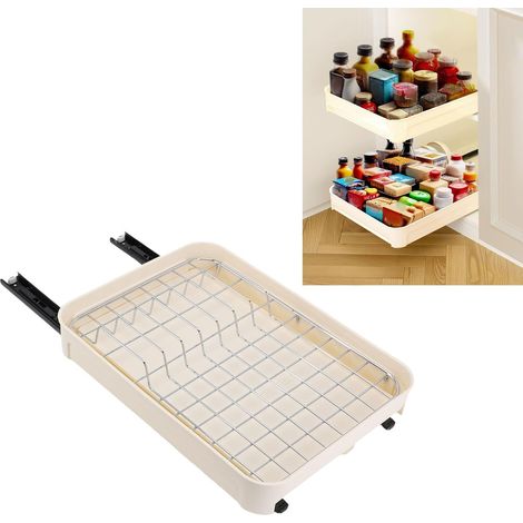 Organiseur d'armoire coulissant, étagère de rangement pour vaisselle coulissante, tiroir cuisine avec rail étagères coulissantes garde-manger, conçues les - (1/5)