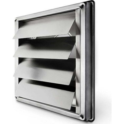 Grille de ventilation 150 mm en inox – Clapet anti-retour à lamelles mobiles – Résistante aux intempéries – Installation facile pour hottes et ateliers (1/5)