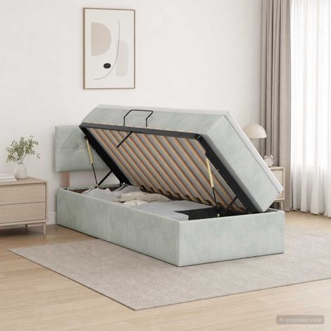 vidaXL Cama con almacenamiento Gris Claro 90 x 200 cm Terciopelo (1/5)