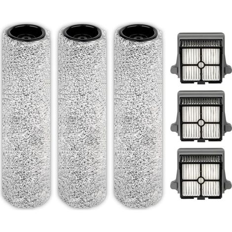【Version 2, rouleau amovible】(6 pièces) S7 Pro rouleaux brosses et filtres HEPA pour aspirateur Tineco Floor One S7 Pro, Floor One S6, 3 rouleaux et 3 filtres (à l'exception de la poignée)