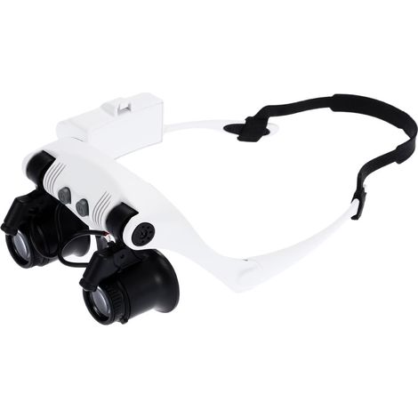 Loupe frontale avec éclairage LED, lunettes loupe à fixer sur la tête pour travaux de précision, 8 lentilles grossissantes transparentes (1/5)
