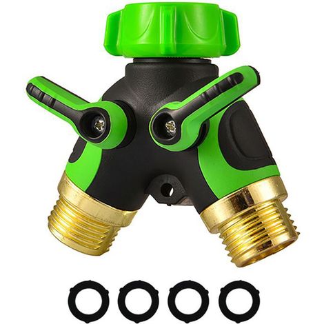 1 inverseur de tuyau d'arrosage, 2 voies, raccord 3/4 pouce, pour robinet de jardin extérieur, double sortie (1/5)
