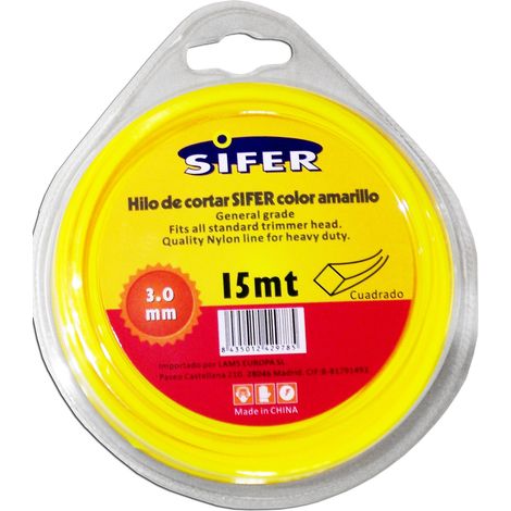 Sifer Hilo Desbrozadora Amarillo Cuadrado 3.00 mm x 15 m