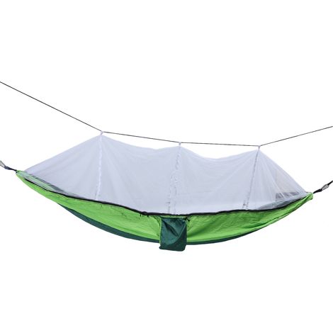 Hamac d'extérieur léger et portable, porteur de 661lb, avec filet, pour cour, Camping, pique-nique, fruits vert foncé (filet blanc) (1/5)
