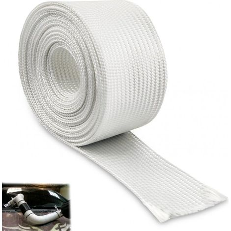 Conduit de 200 cm résistant aux hautes températures, conduit d'isolation pour générateur, conduit électrique flexible en fibre de verre, conduit d'isolation pour évacuation de climatiseur (blanc). (1/5)