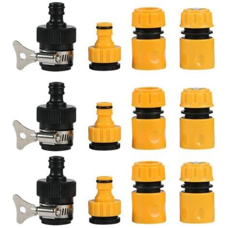Raccords rapides de jardin en plastique, kit de raccord rapide de tuyau de 12 pièces, tuyau d'arrosage et raccords doubles