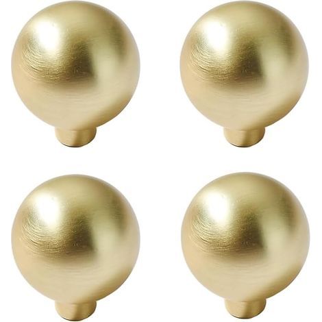 4 pièce Boutons de Meuble en Laiton Brossé, de Tiroir Commode en Or,Ronds Bouton de Meuble Boutons de Porte Poignees de Porte de Cuisine pour Décor (Gold) (1/5)