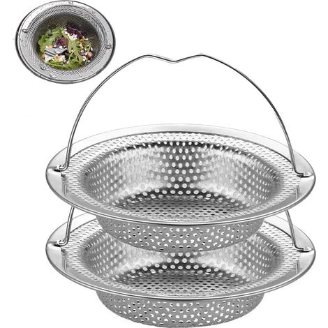 Bouchon Evier Cuisine, 2 Pièces Filtre Evier avec Poignée, Bouchon Evier en Acier Inoxydable, Crépine Cuisine Meilleur pour Vidange et Antiblocage (11 x 8 x 2 cm)