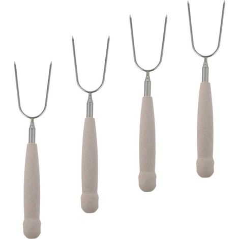 Ensemble 4 fourchettes à viande en inox en forme de U, pour le barbecue et la cuisine